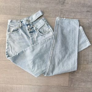 AGOLDE Women’s Broken Waistband in Sideline Blue Denim Jeans Size 24